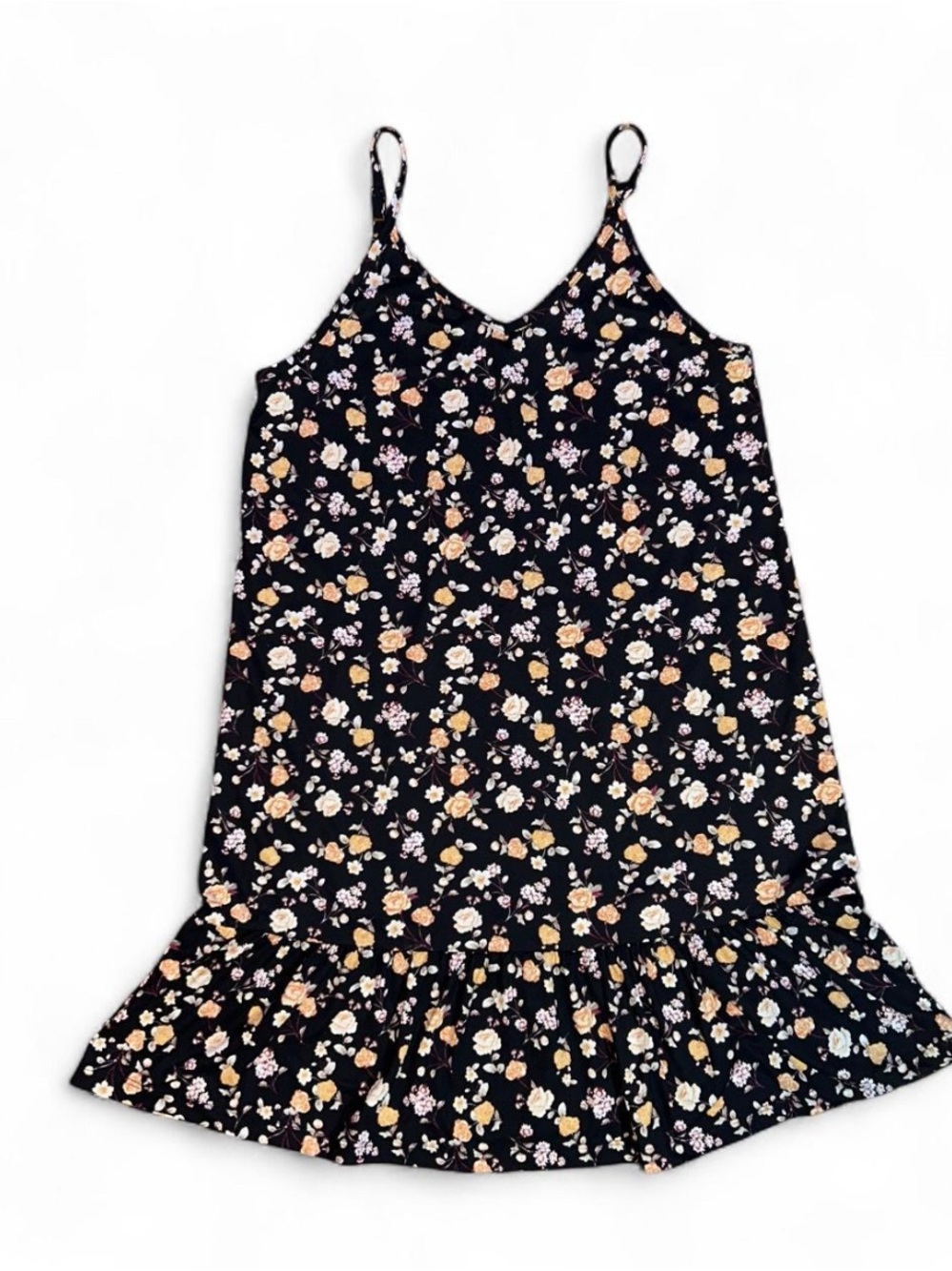 Wallflower Black Mini Dress with Cream and Tan Floral Print